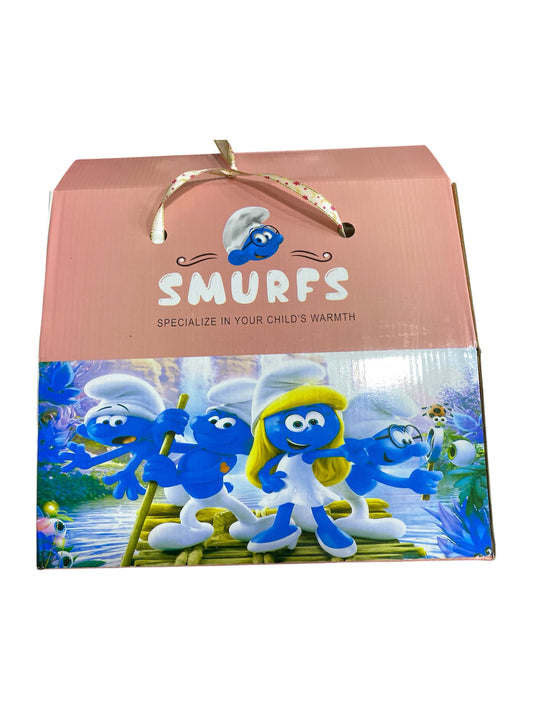 بطانية قطن فرو لحديثي الولادة، ناعمة ومريحة على بشرة البيبي. ماركة السنافر🩶🤍