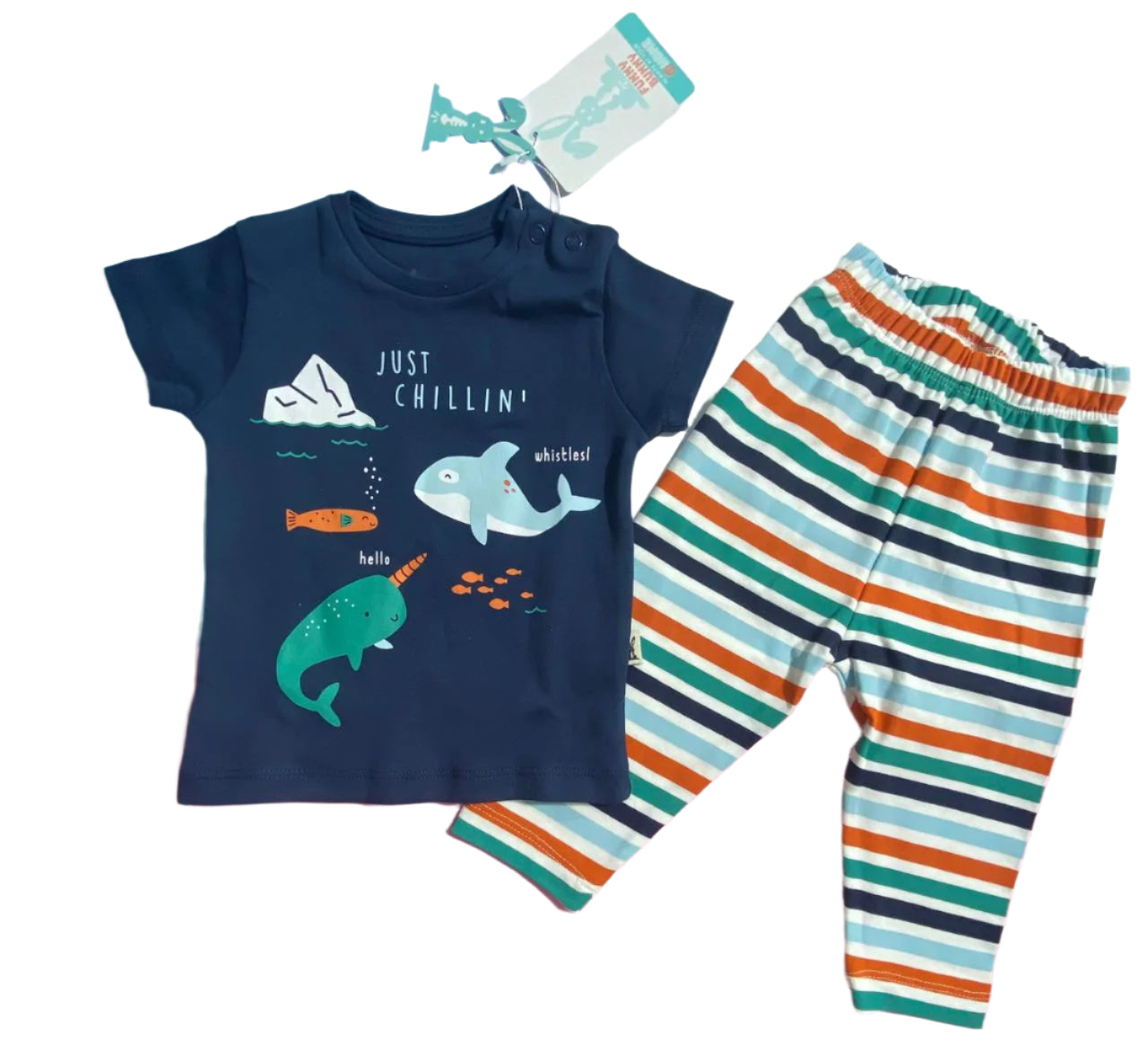 بيجامه اولادي صيفي قطن من فاني باني رسمة حوت🥰🥰