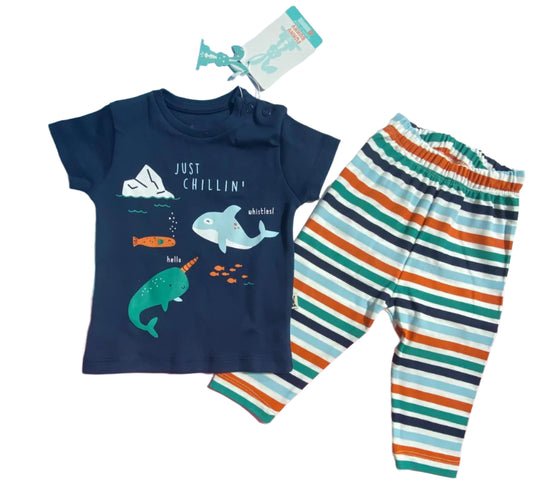 بيجامه اولادي صيفي قطن من فاني باني رسمة حوت🥰🥰