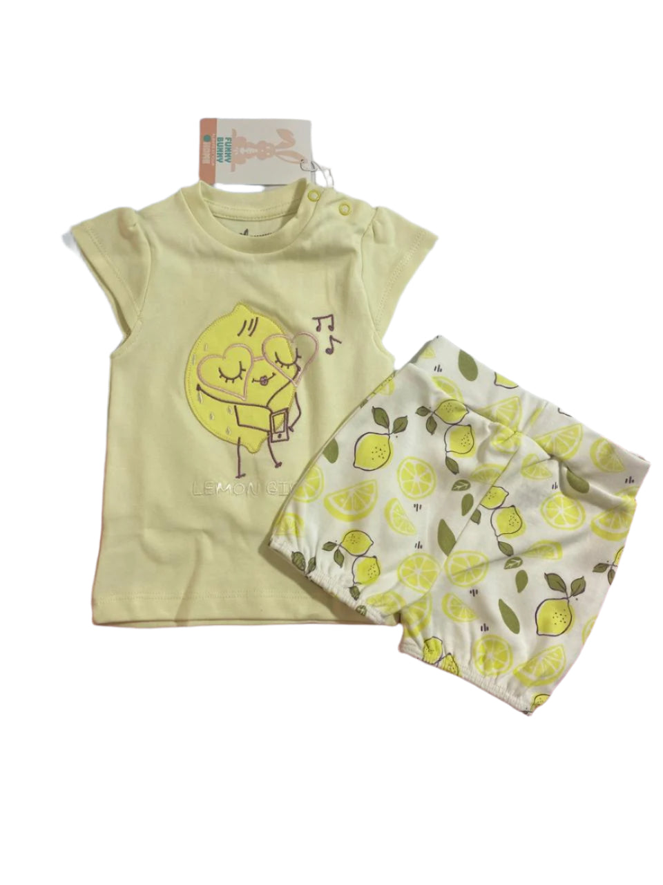 بيجامه بناتي صيفي قطن من فاني باني مكون من قطعتين رسمة فواكهه 🎀🤩🤩
