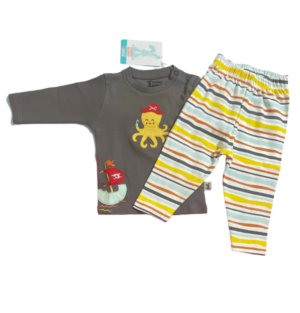 بيجامه اولادي خريفي من فاني باني رسمة مكون من قطعتين القراصنه 💕💕