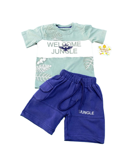 طقم خروج اولادي قطن مكون من قطعتين 💚💚