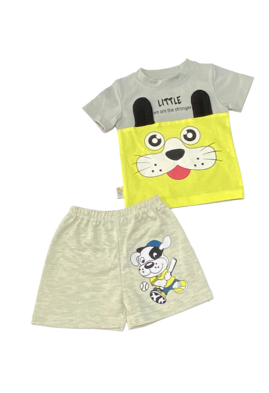 بيجامه اولادي قطن مكونه من قطعتين رسمة كلب ❤️❤️