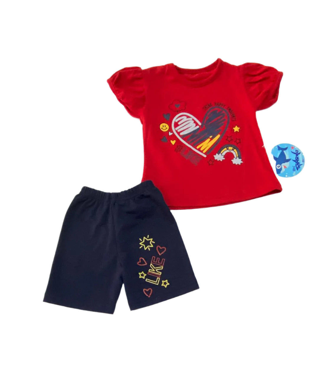 بيجامه بناتي قطن خامه مريحه مكون من قطعتين رسمة القلب ❤️❤️