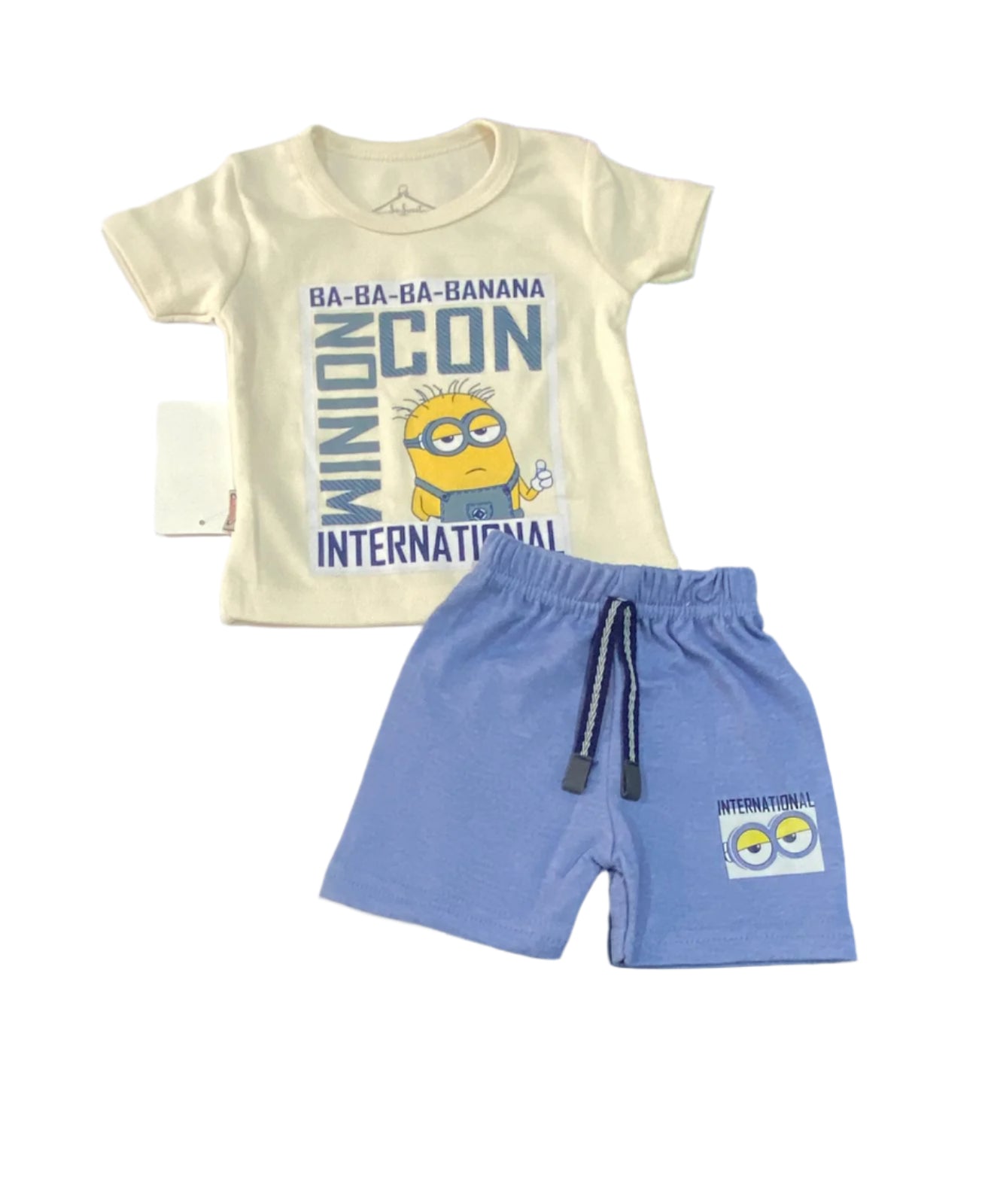 بيجامه اولادي قطن 100% مكون من قطعتين رسمة مينيونز 😍