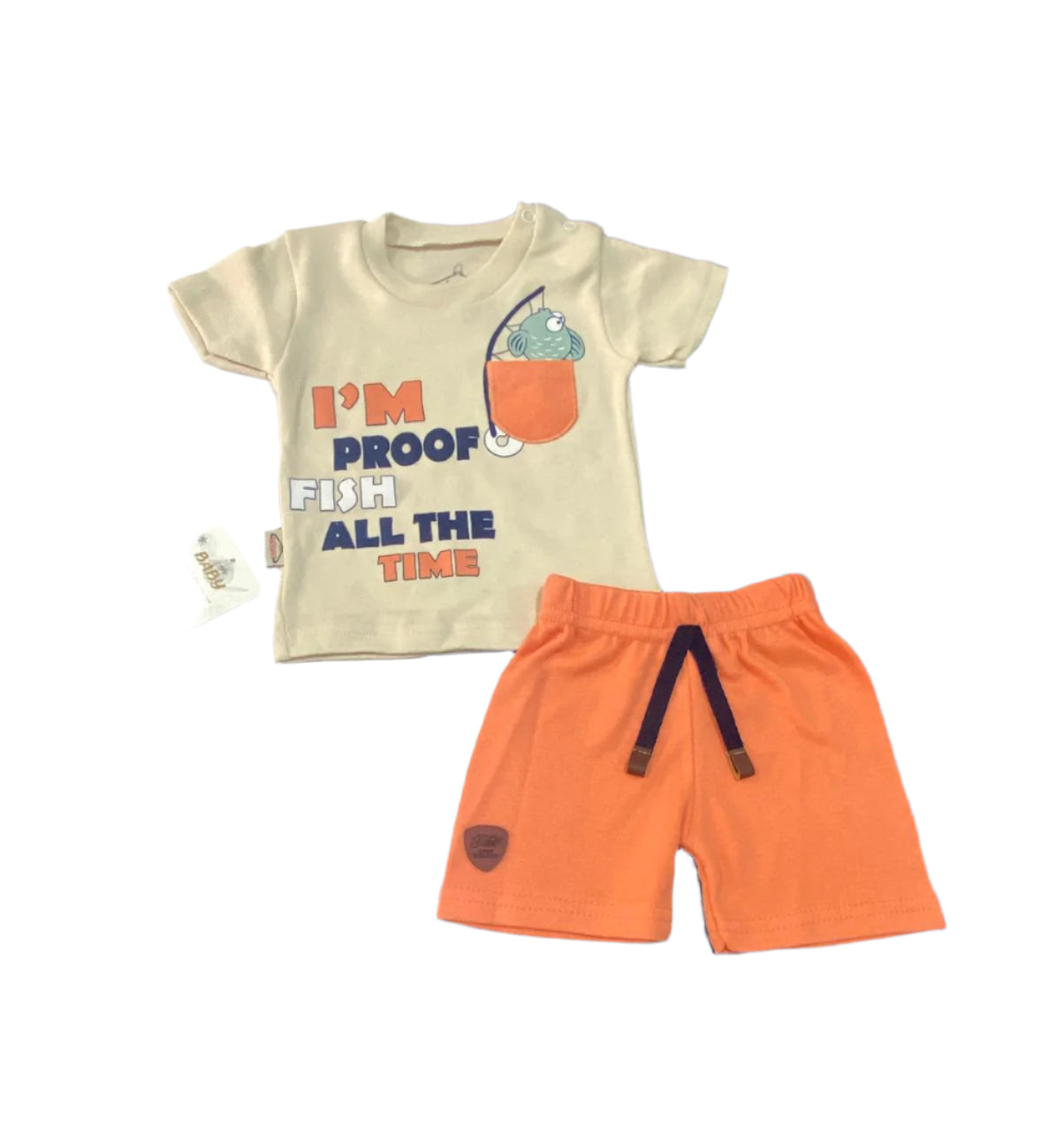 بيجامه اولادي مكونه من قطعتين قطن 100% رسمة السمكه ❤️🐟🐠