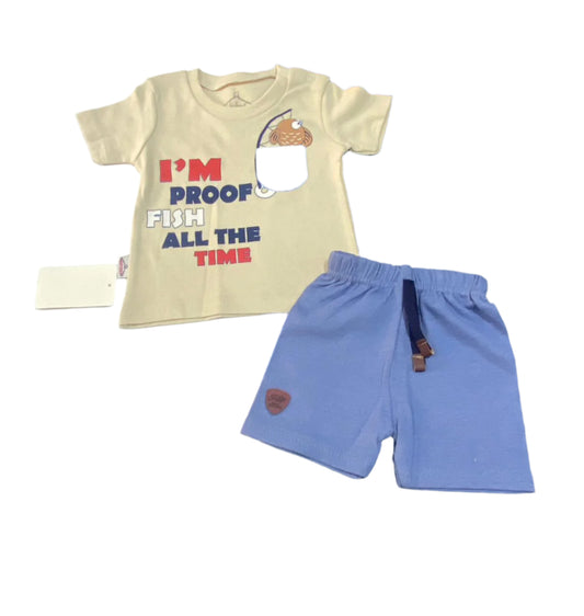 بيجامه اولادي مكونه من قطعتين قطن 100% رسمة السمكه ❤️🐟🐠