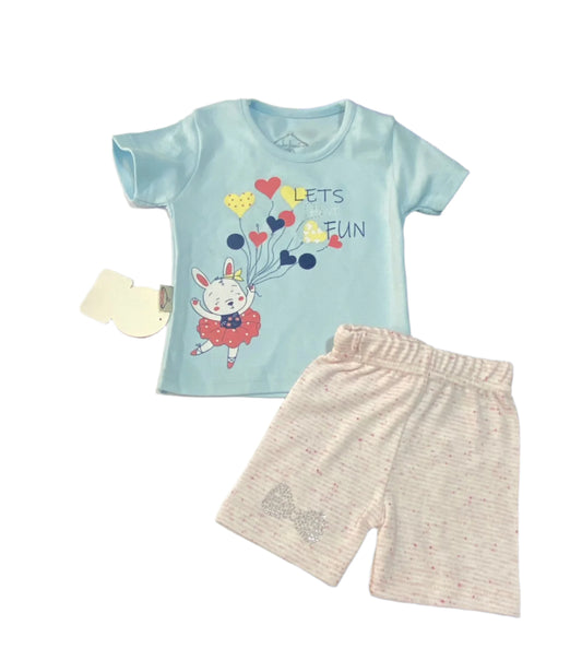 بيجامه بناتي قطن 100% مكون من قطعتين رسمه البلالين 🩷🎈