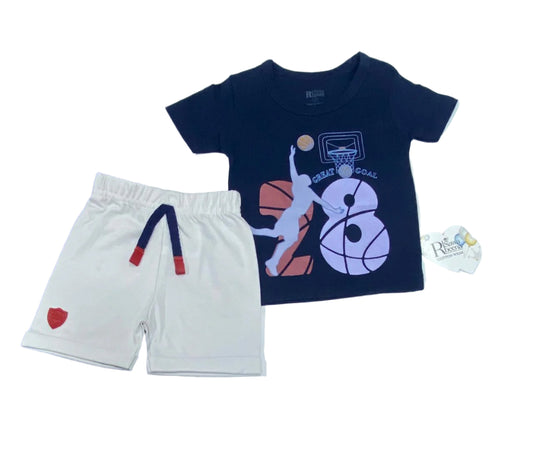 طقم اولادي عصري مكون من قطعتين رسمة كرة السله ❤️❤️