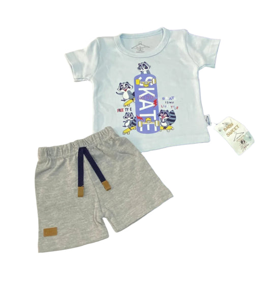 بيجامه اولادي قطن 100% مكونه من قطعتين رسمه الاسكوتر ❤️🛴