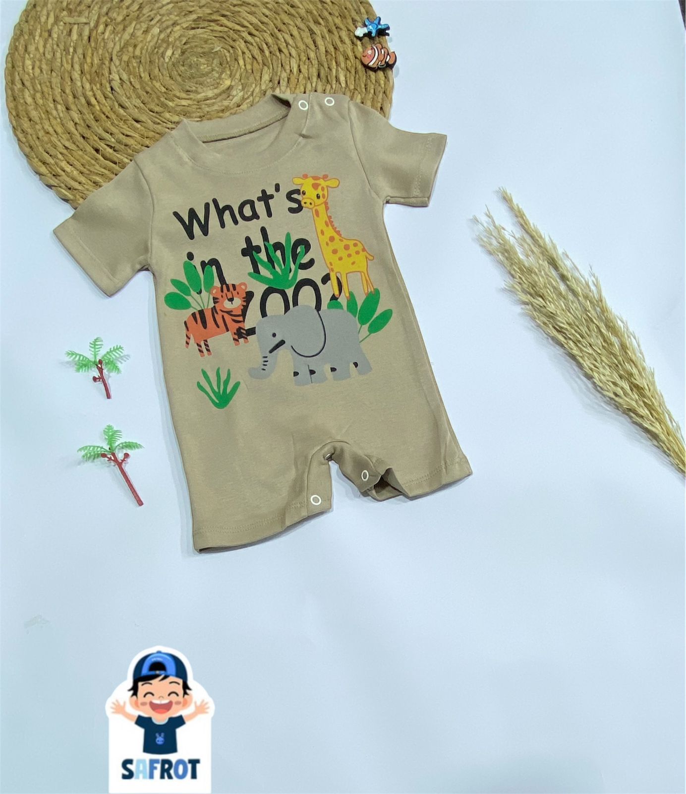 سالوبيت اولادي وبناتي قطن 100% خامه مريحه رسمة what,s in the zoo