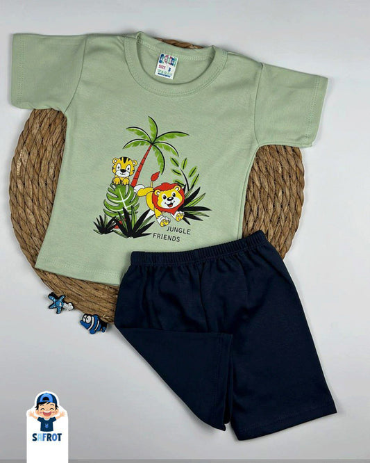 بيجامه اولادي قطن خامه مريحه مكون من قطعتين رسمة النخله❤️😍