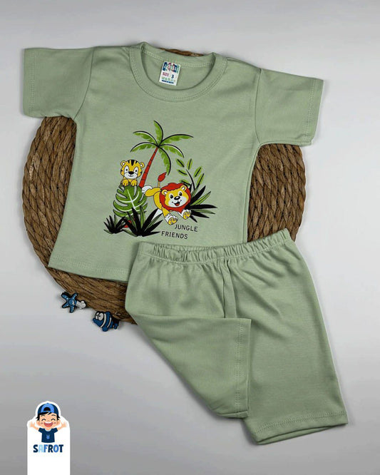 بيجامه اولادي قطن خامه مريحه مكون من قطعتين رسمة النخله❤️😍