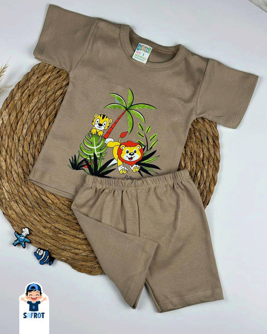 بيجامه اولادي قطن خامه مريحه مكون من قطعتين رسمة النخله❤️😍