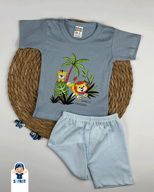 بيجامه اولادي قطن خامه مريحه مكون من قطعتين رسمة النخله❤️😍