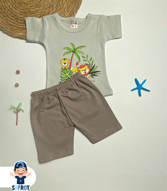 بيجامه اولادي قطن خامه مريحه مكون من قطعتين رسمة النخله❤️😍