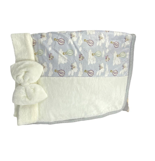 بطانية قطن فرو لحديثي الولادة، ناعمة ومريحة على بشرة البيبي. ماركة السنافر🩶🤍
