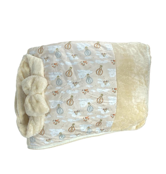 بطانية قطن فرو لحديثي الولادة، ناعمة ومريحة على بشرة البيبي. ماركة السنافر🩶🤍