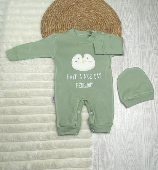 سالوبيت اولادي وبناتي قطن 100% خريفي مكون من قطعتين penguins❤️