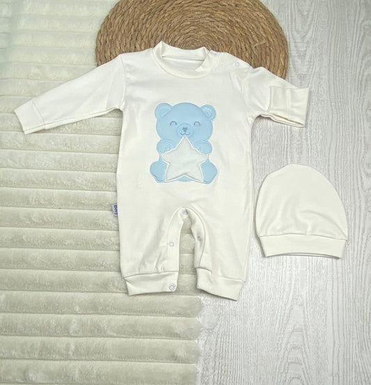 سالوبيت اولادي وبناتي قطن 100% خريفي مكون من قطعتين رسمة دب ونجمه❤️