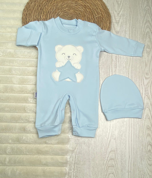 سالوبيت اولادي وبناتي قطن 100% خريفي مكون من قطعتين رسمة دب ونجمه❤️