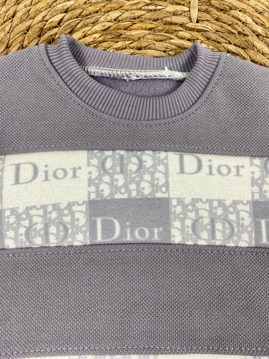 طقم اطفال شتوي خامه ميلتون مكون من 3 قطع مبطن من الداخل Dior🤍💙