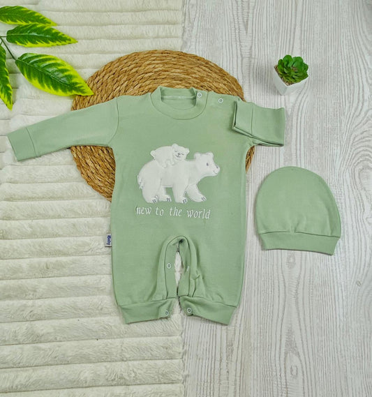 سالوبيت اولادي وبناتي قطن 100% خريفي مكون من قطعتين رسمة الدبيين❤️