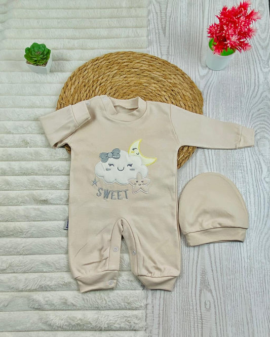 سالوبيت اولادي وبناتي قطن 100% خريفي مكون من قطعتين رسمة هلال ونجمه وسحابه❤️