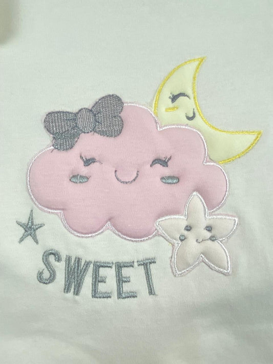 سالوبيت اولادي وبناتي قطن 100% خريفي مكون من قطعتين رسمة هلال ونجمه وسحابه❤️