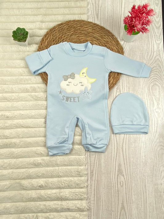 سالوبيت اولادي وبناتي قطن 100% خريفي مكون من قطعتين رسمة هلال ونجمه وسحابه❤️