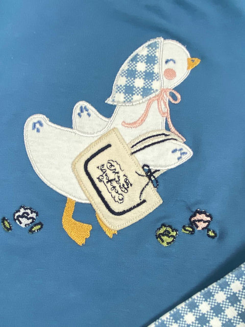 بيجامه اولادي خريفي من فاني باني مكون من قطعتين قطن 100% duck🤍🩷