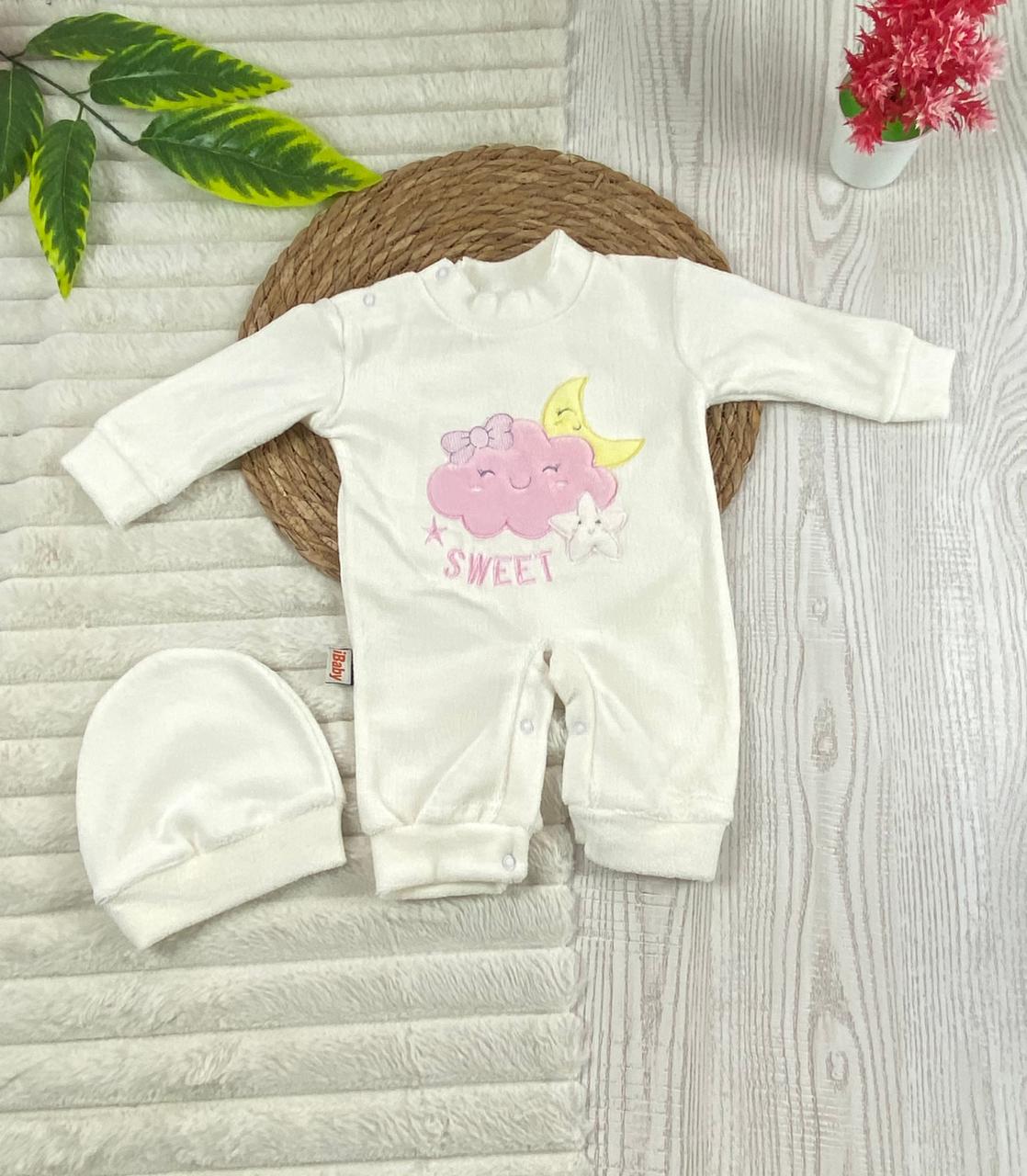 سالوبيت شتوي قطيفه مكون من قطعتين رسمة هلال ونجمه وسحابة 🩷❤️