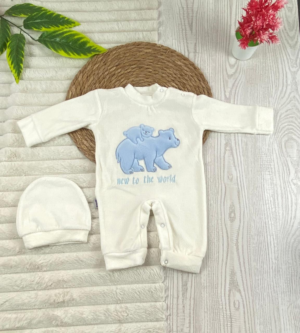 سالوبيت شتوي قطيفه مكون من قطعتين رسمة دبيين 🩷❤️