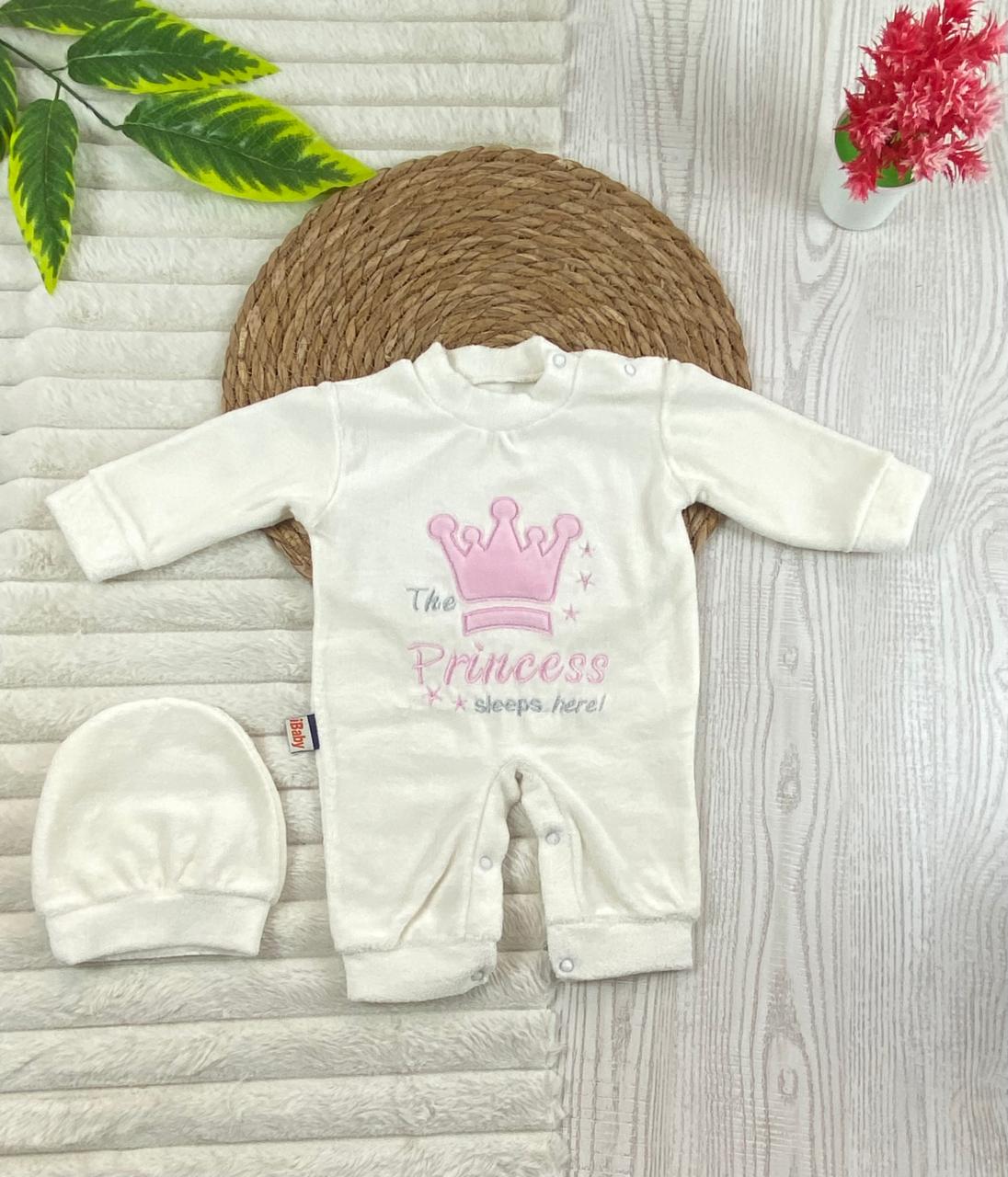 سالوبيت شتوي قطيفه اولادي وبناتي مكون من قطعتين رسمة التاج 🩷❤️