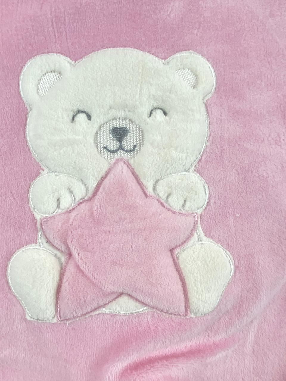 سالوبيت شتوي قطيفه مكون من قطعتين رسمة دب ونجمه 🩷❤️