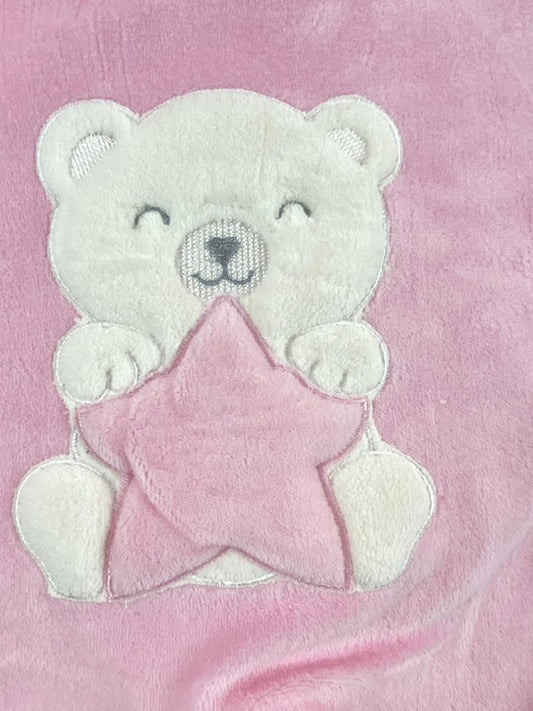 سالوبيت شتوي قطيفه مكون من قطعتين رسمة دب ونجمه 🩷❤️