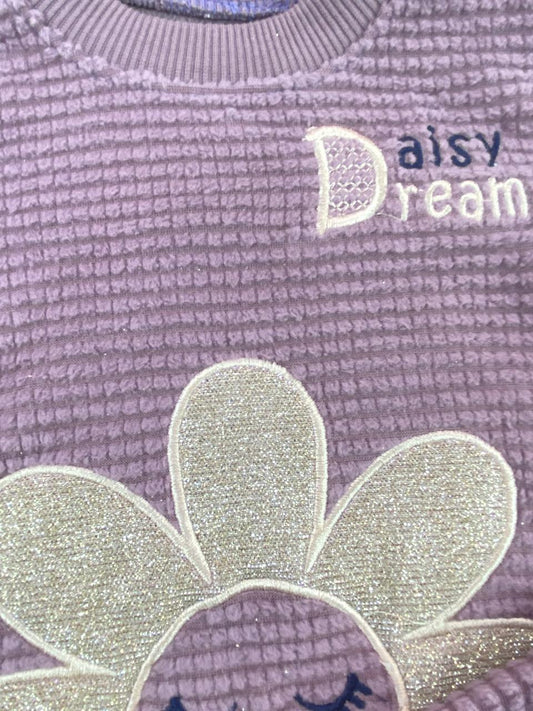 طقم بناتي شتوي خامه قطيفه مكون من قطعتين مبطن من الداخل رسمة وردة🤍🤍