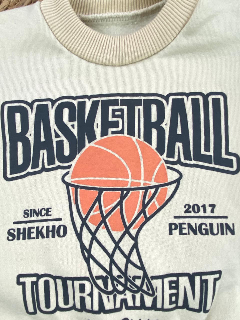 طقم اولادي وبناتي شتوي خامه ميلتون مكون من قطعتين basket ball❤️🤍