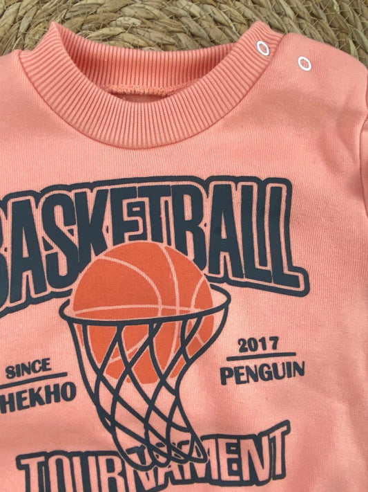 طقم اولادي وبناتي شتوي خامه ميلتون مكون من قطعتين basket ball❤️🤍