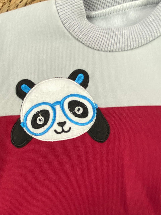 طقم اولادي وبناتي شتوي خامه ميلتون مكون من قطعتين رسمة باندا ❤️🤍