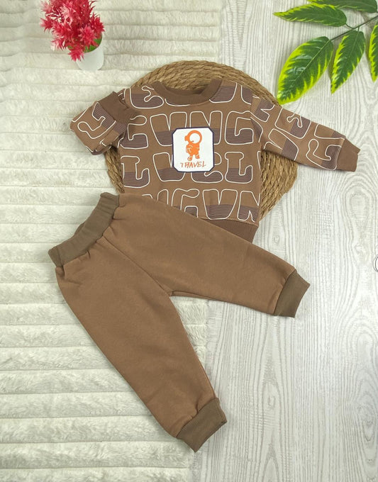 طقم شتوي ميلتون اولادي وبناتي مكون من قطعتين مبطن من الداخل travel🩷🤍