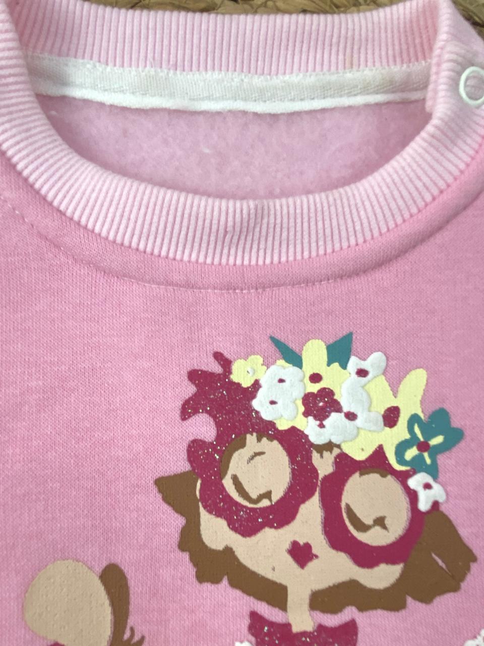 طقم شتوي ميلتون بناتي مكون من قطعتين رسمة بنت بنضاره مبطن من الداخل🩷🤍