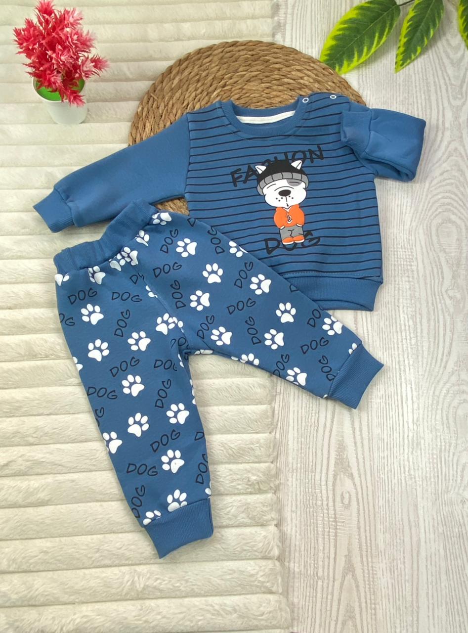 طقم شتوي ميلتون اولادي وبناتي مكون من قطعتين مبطن من الداخل DOG🩷🤍