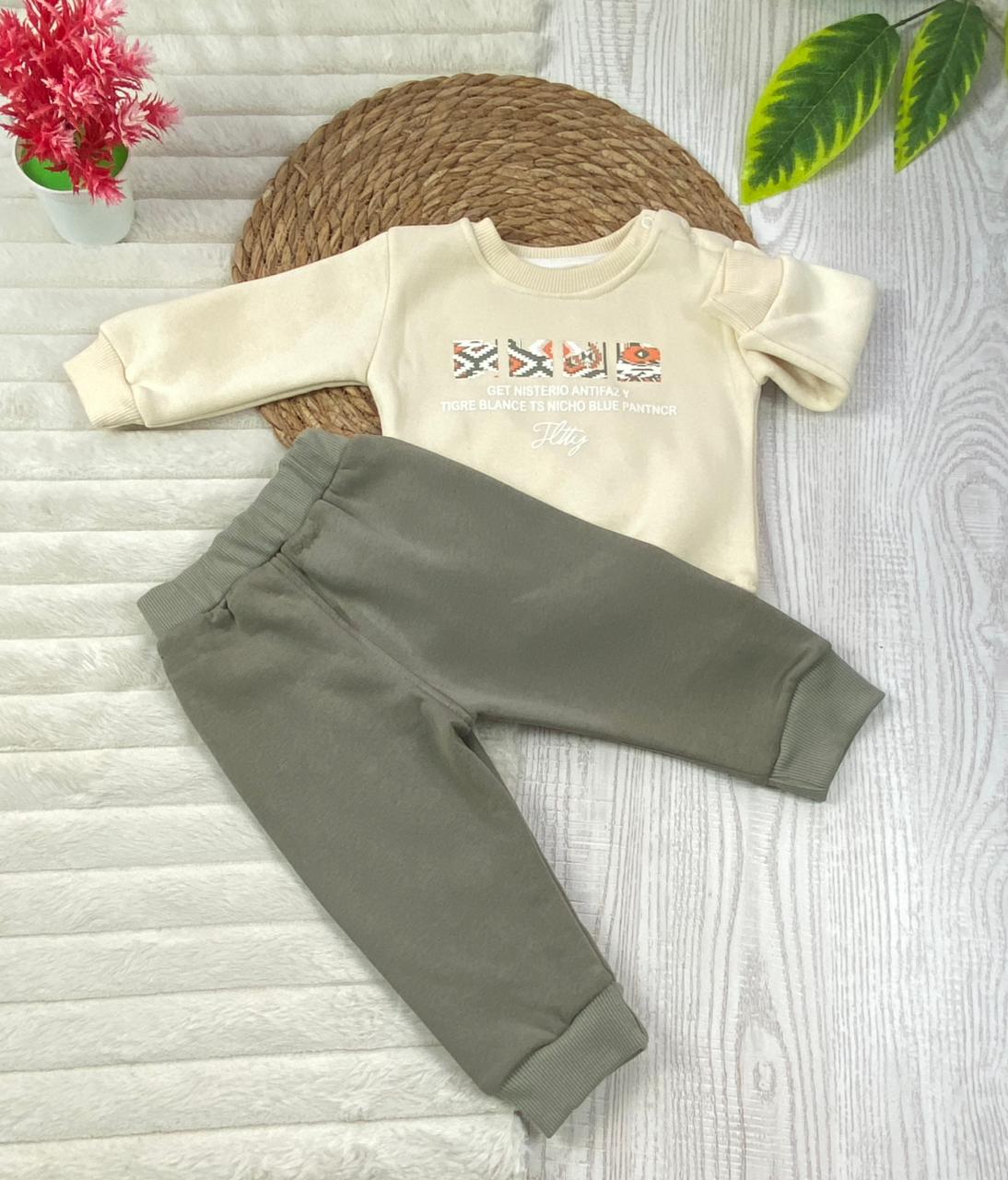 طقم شتوي ميلتون اولادي وبناتي مكون من قطعتين مبطن من الداخل🩷🤍