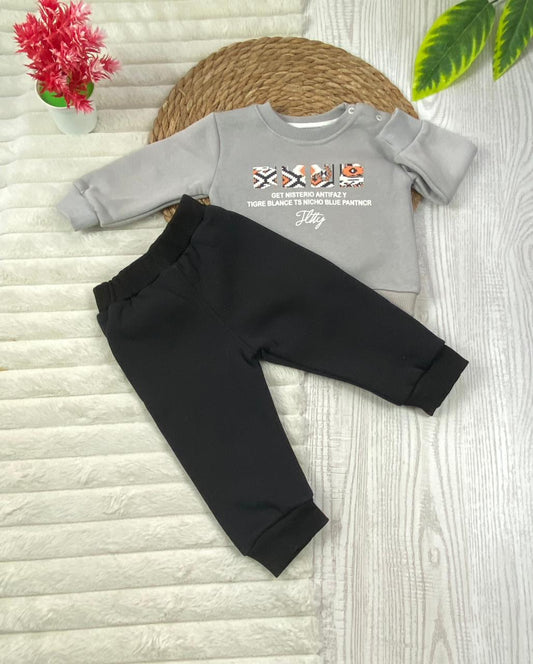 طقم شتوي ميلتون اولادي وبناتي مكون من قطعتين مبطن من الداخل🩷🤍