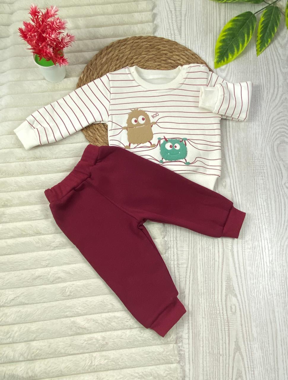 طقم شتوي ميلتون اولادي وبناتي مكون من قطعتين مبطن من الداخل BOO🩷🤍