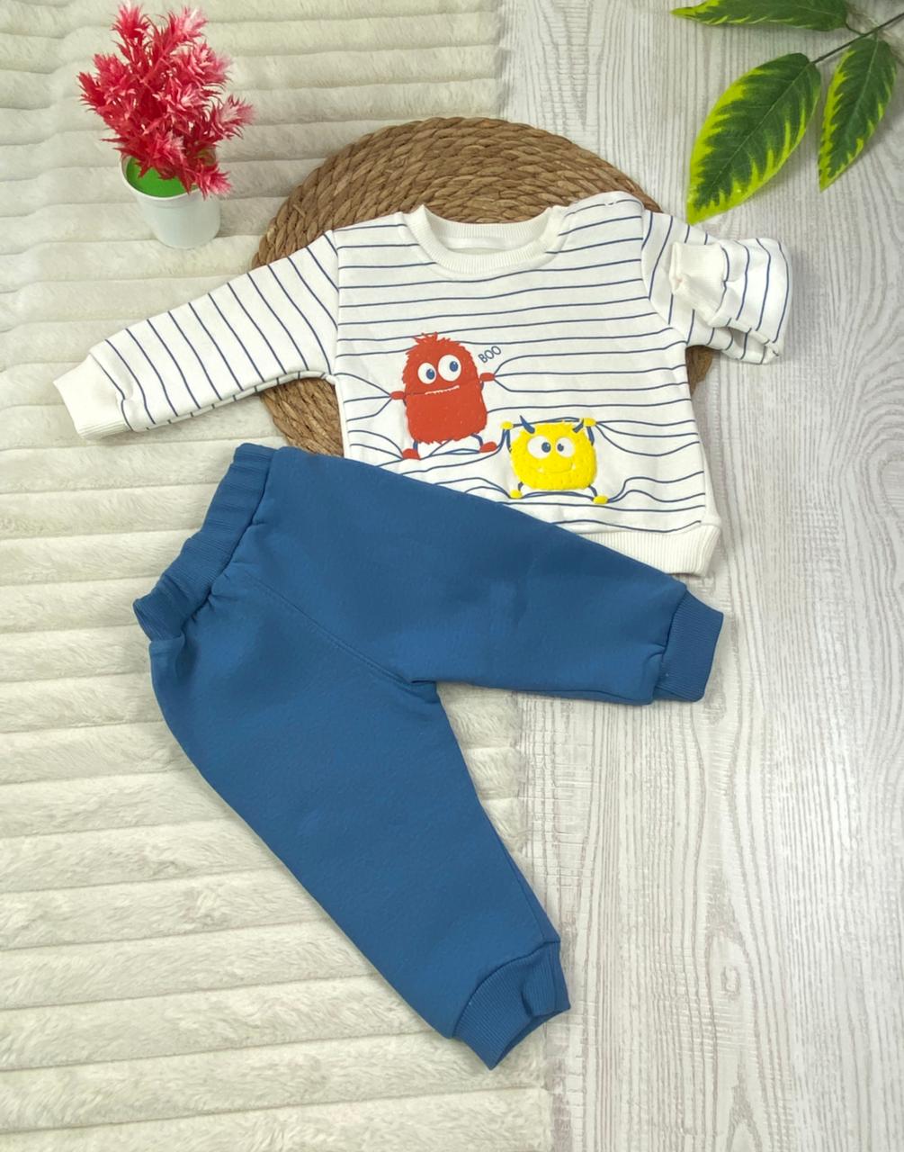 طقم شتوي ميلتون اولادي وبناتي مكون من قطعتين مبطن من الداخل BOO🩷🤍