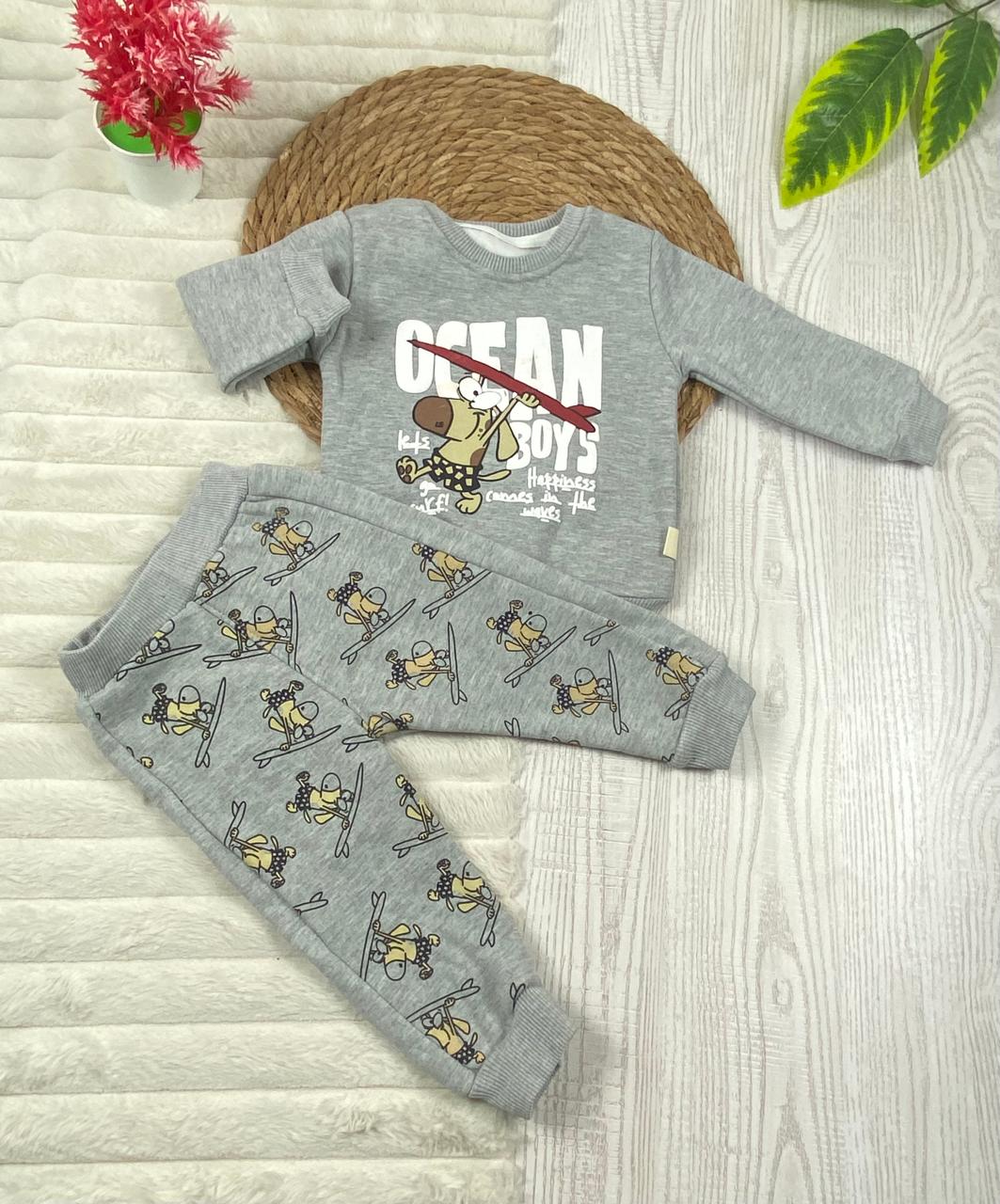 طقم اولادي وبناتي شتوي خامه ميلتون مكون من قطعتين مبطن من الداخل ocean❤️🤍