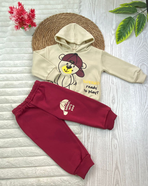 طقم اولادي وبناتي شتوي خامه ميلتون مكون من قطعتين shekho roady to play ❤️🤍