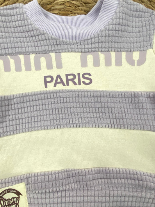 طقم بناتي شتوي خامه ميلتون مبطنه من الداخل مكون من قطعتين mini paris  🤍🤍